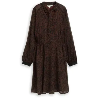 TOM TAILOR Damen Chiffon-Kleid mit Leo-Print, braun, Animalprint, Gr. 40