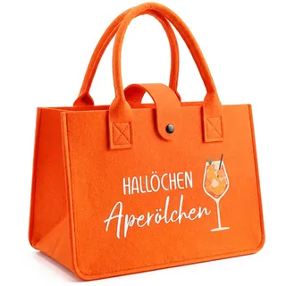 COMOOKA Aperol Geschenk Tasche, HALLÖCHEN Aperölchen Handtasche für Frau, Strandtasche xxl Aperol Spritz Accessoires Tragetasche Damen - L