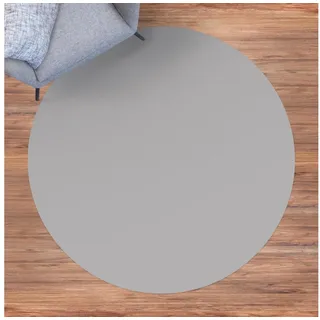 Teppich Vinyl Wohnzimmer Schlafzimmer Flur Küche Einfarbig modern, Bilderdepot24, rund - grau glatt, nass wischbar (Küche, Tierhaare) - Saugroboter & Bodenheizung geeignet grau