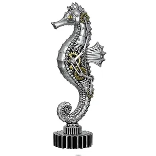 Brillibrum Design Steampunk Deko Figur Seepferd Mechanical Skulptur Zahnrad Dekoration Industrial Steam Punk Kunst Figur Meerestier (Seepferd/Variante 25)