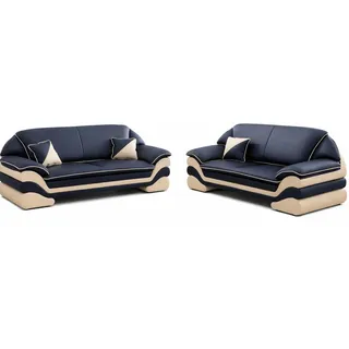 JVmoebel Polstergarnitur Modernes Kunstledersofa 3+2 Sitzer – Stilvolle Sofa Garnitur Sofort, (2-tlg), Made in Europa schwarz