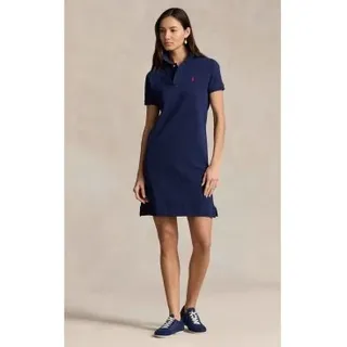 Polo Ralph Lauren für Damen. 211799490005 Piqué-Poloshirt-Kleid aus Baumwolle in Navy (M), Lässig, Klassisch, Kurzarm, Marine