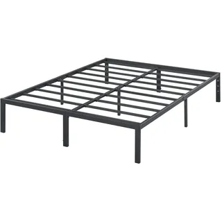 Olee sleep 35cm Stabiler Stahlbett / Stahl Lattenrost / Anti-Rutsch-Unterstützung / Matratzenrahmen / Metallbett / Bettrahmen / Bett / 140 x 200cm / Full / Schwarz / Metall