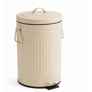 Relaxdays Retro Mülleimer 12 l Beige