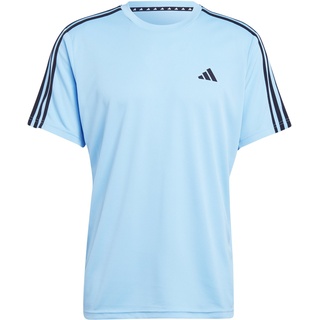 adidas TRAINING-ESSENTIALS Basic 3 Streifen Herren Trainings- T-Shirt blau - L