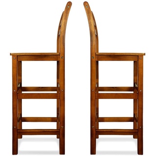 Casaria Barhocker, 4er Set mit Lehne Akazie Holz Massiv 75cm Sitzhöhe 110kg Belastbarkeit braun