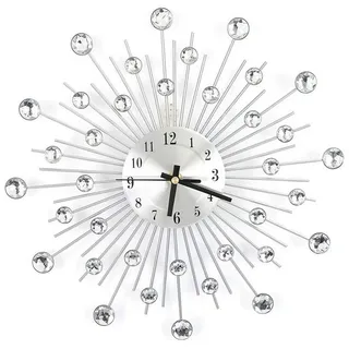 yozhiqu Wanduhr Kristall Wanduhr,3D Metall Diamant Uhr,Moderne Mode Silber Stille Uhr (Klare Anzeige, geeignet für Schlafzimmer, Wohnzimmer, Büro Dekoration)