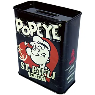 Popeye 6820852001 Spardose, Metall, schwarz, 9 x 4.5 x 11.5 cm