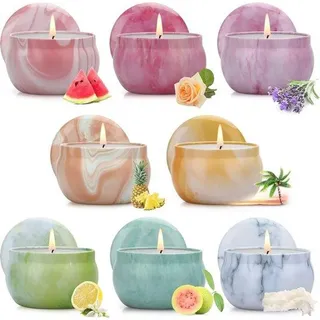 Famanu Duftkerzen Set 8 Stück - Aromatherapie Sojawachskerzen für Zuhause