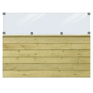 Plus Sichtschutzelement Klink inkl. Glas  (L x B x H: 125 cm x 174 mm x 2,7 cm, Holz, Natur)