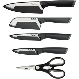 Tefal Messer-Set Comfort (Set, 5-tlg), Klingenhülle, Edelstahl Klingen, ergonomischer Griff, Soft-Touch schwarz