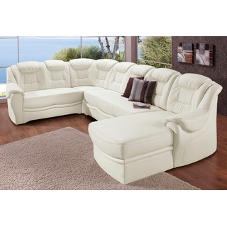 Wohnlandschaft SIT&MORE "Bellevue" Sofas Gr. B/H/T: 327 cm x 94 cm x 217 cm, NaturLEDER-Kunstleder, Recamiere rechts, ohne Bettfunktion, weiß (altweiß) Leder-Wohnlandschaft wahlweise mit Bettfunktion