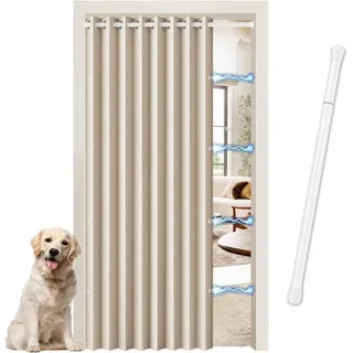 Türvorhang 200x150 cm, sandfarben, mit Teleskopstange, für Raumteiler