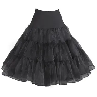 shoperama 50er Jahre Petticoat Tüll-Rock 65 cm Unterrock Rockabilly Fifties 50's Karneval, Farbe/Größe:Schwarz - S/M - Schwarz - S/M