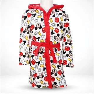 Disney Kinderbademantel Disney Mickey Maus Kinder Jungen Coral Fleece Bademantel mit Kapuze, Polyester, Gürtel, Gr. 98 bis 128 bunt 122/128