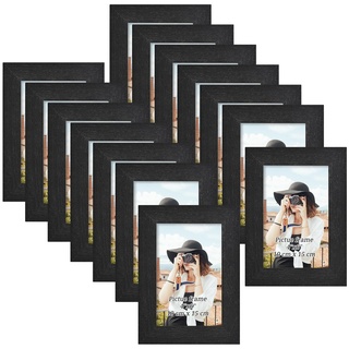 Pesonlook Set mit 14 schwarz Bilderrahmen 10 x 15 cm, Bilderrahmen zum Aufhängen an der Wand oder als Tischdisplay, 10 x 15 cm große Bilderrahmen für Fotos, Gemälde, Landschaften, Poster, Kunstwerke
