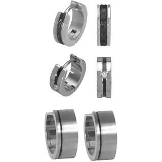 FIRETTI Creolen Multipack Schmuck Geschenk Ohrschmuck schwarz|silberfarben 89139589 6-tlg
