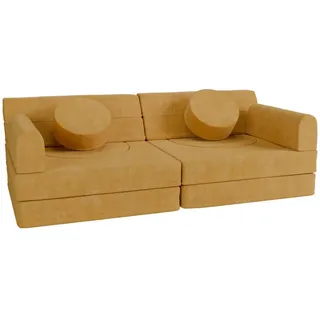 Juskys Kindersofa Kayo 90 x 200 cm Polyester gelb