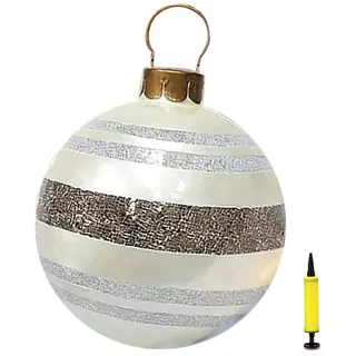 Settoo Weihnachtsdekorationen Weihnachten Aufblasbar Ball 60cm Aus PVC Christbaumkugel,Weihnachtskugel Personalisiert Baumschmuck Weihnachtskugeln (mit Inflatorzylinder)