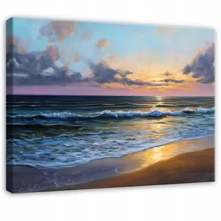Leinwandbild Strand Und Meer, Natur Landschaft Für Schlafzimmer, Wohnzimmer Und Küche, Hochauflösender Druck, 120 X 80 Cm