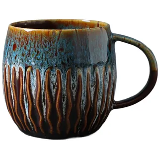 Uxsjakjsd Große Teetasse-Kaffeetasse-Handgefertigter Look Keramiktasse, Mikrowellen- und Spülmaschinenfest B