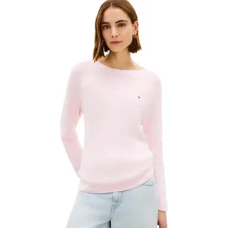 Tommy Hilfiger Damen Pullover Cardi Fine mit U-Boot-Ausschnitt, Rosa (Light Pink), L - L