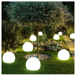 etc-shop LED Gartenleuchte, LED-Leuchtmittel fest verbaut, 9er Set LED Solar Kugel Lampen Garten Weg Beleuchtung Außen Erdspieß weiß