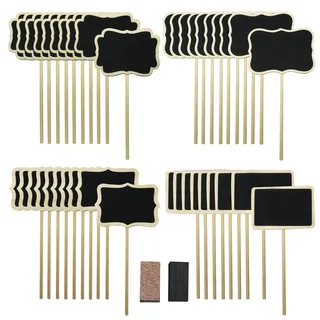 Woohome 40 Stück Mini Holz Tafel Set, 4 Stil Mini Chalkboards Spitzenform Mini Kreidetafeln Set für Essen, Hochzeit und Abschlussfeier, Food Signs und Special Event Dekoration