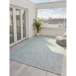 benuta Outdoorteppich Iowa, rechteckig, Höhe: 5 mm, Outdoor Teppich Garten, Terrasse, Balkon, Küchenteppich, Wetterfest blau rechteckig | 160 cm x 230 cm x 5 mm