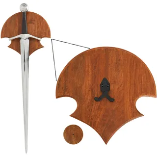 Mythrojan Universelles Holz-Schwertschild mit Schwerthalter: Wandhalterung, Schwert-Wandschild, Holzschild mit Hardware, Natürlich, 11.75" X 11.75" - 11.75" X 11.75"