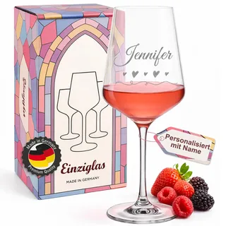 glastal Geschenke für Freundin Frauen – Personalisiertes Leonardo Weinglas mit Gravur |Herz|, 560 ml Rotweinglas Weißweinglas Geburtstagsgeschenk für Frauen, Beste Freundin, Ehefrau– Made in Germany