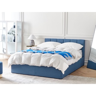 Polsterbett blau mit Bettkasten hochklappbar 140 x 200 cm DREUX