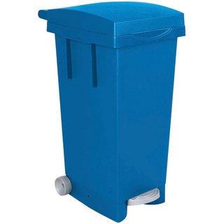 Mülleimer, BxTxH 370 x 510 x 790 mm, Inhalt 80 Liter, blau, 2 Stk blau|silberfarben
