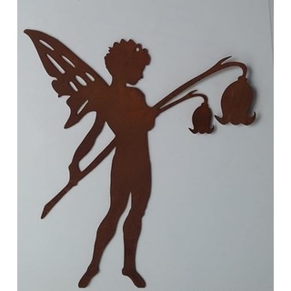 Deko Hänger Figur ELFE Elfenjunge mit Gingko Blatt Edel Rost 20 x 12 cm