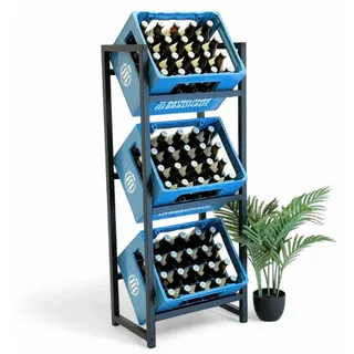 DanDiBo Ambiente Getränkekistenregal 3 Kisten Schmal 47 cm Schwarz