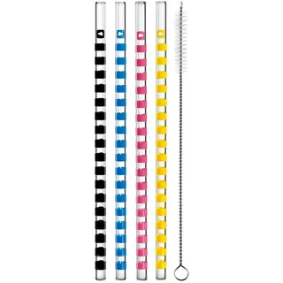 LEONARDO HOME Glastrinkhalme BRERA, 4er-Set 20 cm - 1 Reinigungsbürste 026675