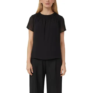 s.Oliver Luftige Chiffon-Bluse mit gesteppter Raffung schwarz M