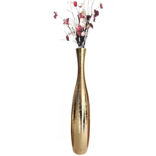Edelste Deko-Bodenvase – Hohe Keramikvase für Pampasgras & Dekozweige - stabil, luxuriös, 50-90 cm höhe in Weiß, Schwarz, Grau, Silber und Gold (Gold, 70x13cm)