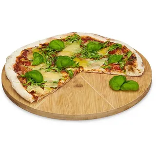 Relaxdays Pizzateller Ø 33 cm braun 1er Set