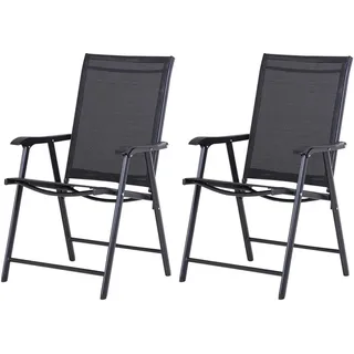 Outsunny Klappstuhl mit Armlehne 58 x 64 x 94 cm schwarz 2 St.