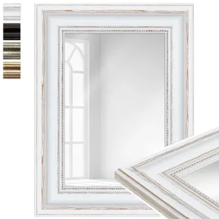 WANDStyle Kleiner Spiegel Weiß, Barock Spiegel, Kleiner Wandspiegel Vintage 30x40 cm, Hängespiegel klein, Badspiegel Holz, Flurspiegel Wand, Standspiegel, Mirror H550 - Made in Germany