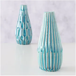 BOLTZE Tischvase Boltze, 2er-Set Vase Lenja, türkis blau blau