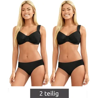 Zeitloses Damen Bikini-Set, zweiteilige Minimizer-Bademode mit Wahl zwischen D- oder F-Körbchen Schwarz - 42