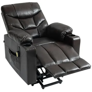 deluke Lounger Sessel POZNAN Kunstleder 84 x 104 x 95 cm Braun mit Liegeposition