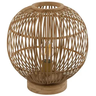 GLOBO LIGHTING Tischleuchte, Leuchtmittel inklusive, Kaltweiß, Warmweiß, Neutralweiß, Tageslichtweiß, Farbwechsel, Tischleuchte Bambus Boho Leuchte Nachttischlampe Kugellampe braun