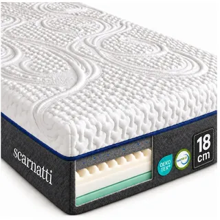 Gelschaummatratze Unique 7 Zonen Matratze, zwei Liegeseiten, 90x200, 140x200 cm & mehr, scarnatti, 18 cm hoch, (Rollmatratze, 90x200 cm, H3/H4, Memory Foam), CoolGel, Druckentlastung weiß 90 cm x 200 cm x 18 cm