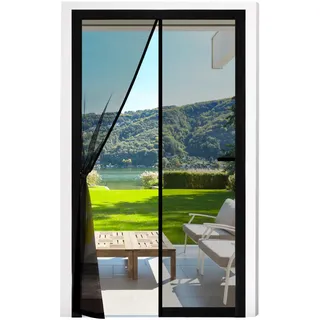 Fillis Magnet Fliegengitter Tür, 100x200cm Insektenschutz Balkontür aus Fiberglas Fliegenvorhang ohne Bohren Magnetvorhang Türvorhänge für Balkon Wohnzimmer Schlafzimmer Türen Terrassentür, Schwarz