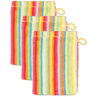 CAWÖ Waschhandschuh, 3er Pack - C Life Style multicolor, Waschlappen, gestreift, Walkfrottier Multicolor 16x22cm