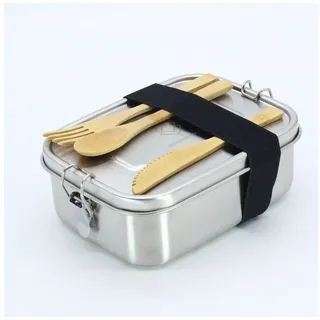 boxenstop Edelstahl Lunchbox 1000ml: Premium | lebensmittelecht | Silber/Braun