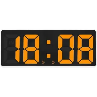 FANSU Nachttisch Wecker Digital, Digitalwecker Datum Temperatur Snooze 12/24HR Großem Display LED Leuchtziffern Digitaler Wecker 5 Helligkeit Dimmbar (Weiß + Orange,Einheitsgröße)